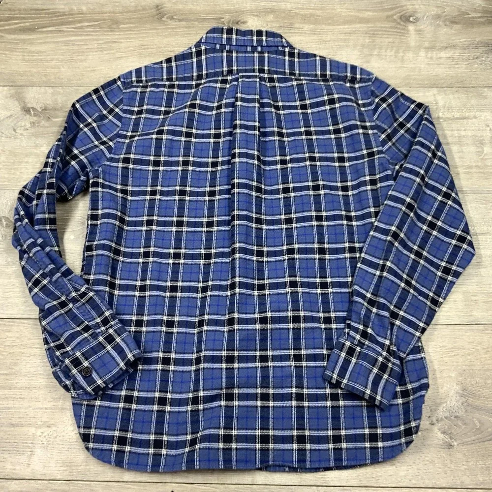 Banana Republic Shirt Mens Large Blue Flannel Plaid Long‎ Sleeve Button Front
